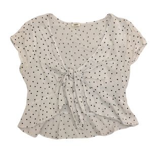 Garage tie front polka dot cropped blouse